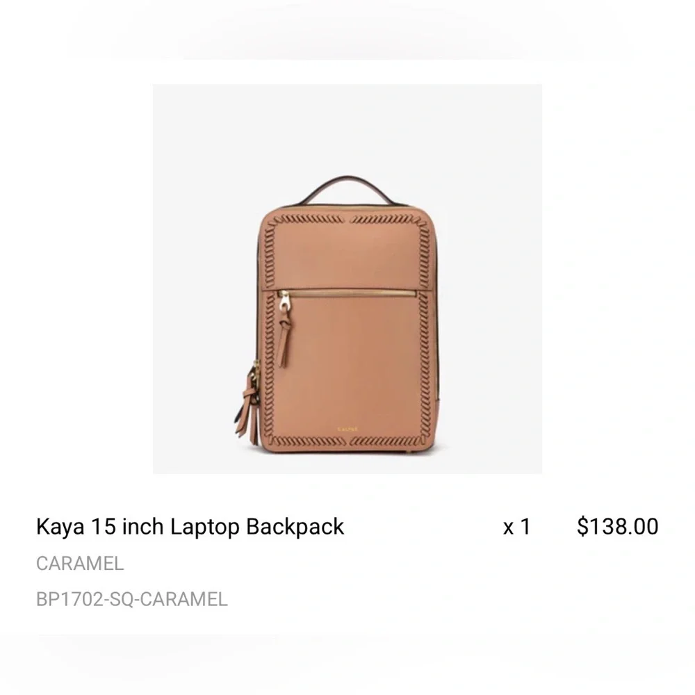 Calpak Caramel Laptop Backpack - Women's Leather *LIKE NEW*